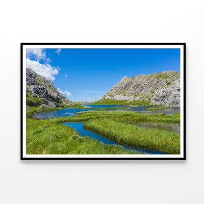 A River Flowing Through a Valley with Mountains Home Decor Premium Quality Poster Print Choose Your Sizes