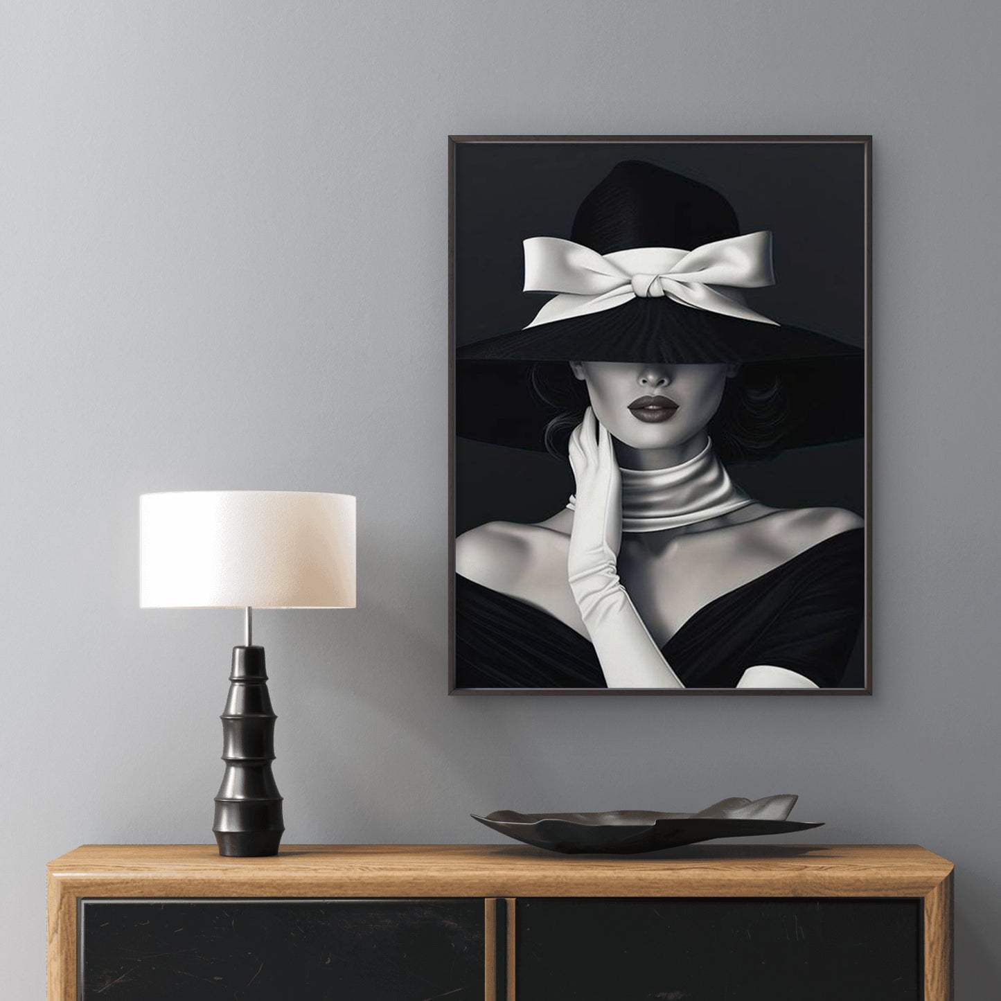 Woman in Black And White Adorned with Top Hat Fashion Home Decor Premium Quality Poster Print Choose Your Sizes - Bella Home Decor