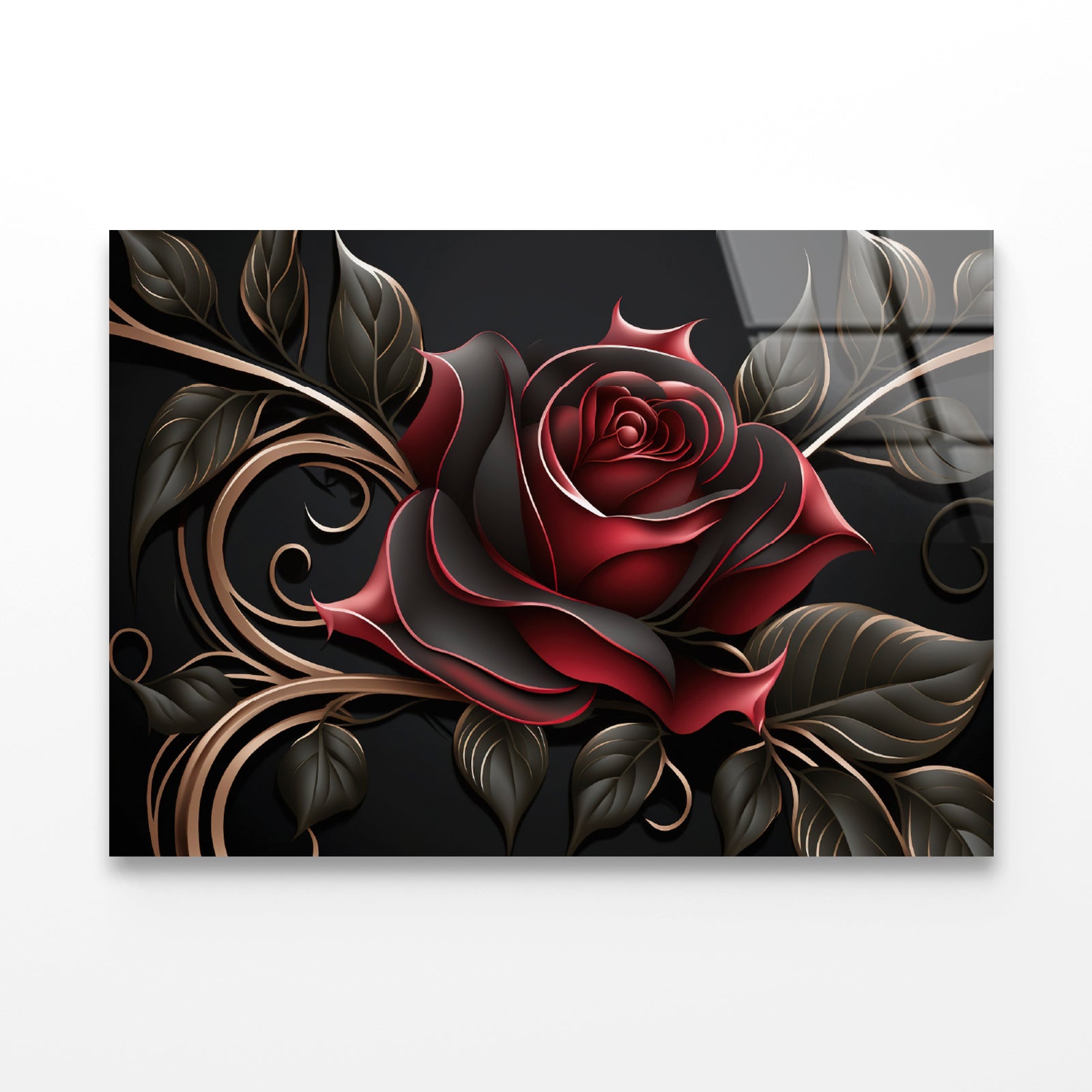 Roses Artistic Flower Design Acrylic Glass Print Tempered Glass Wall Art 100% Made in Australia Ready to Hang - Bella Home Decor