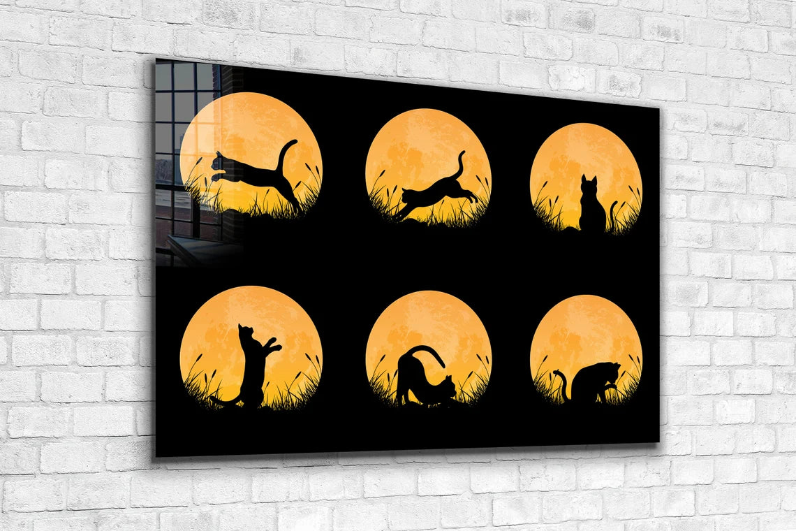 Cat Night Moods Vector UV Direct Aluminum Print Australian Made Quality