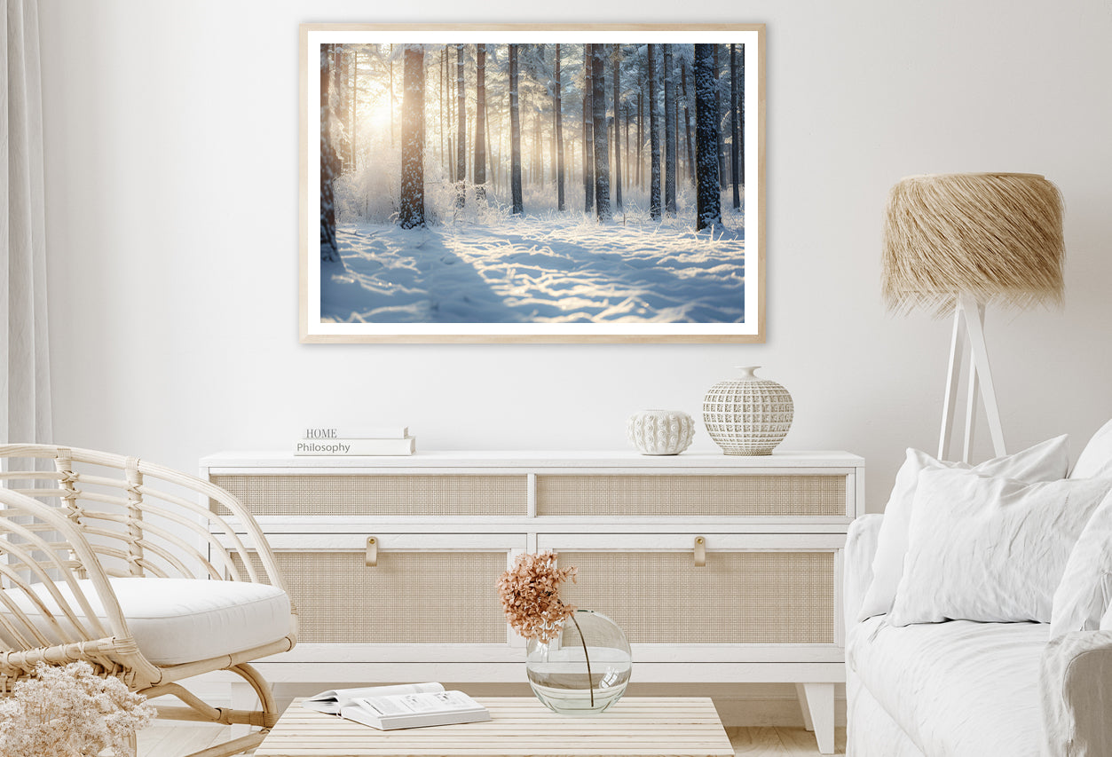 Snowy Forest with Trees Home Decor Premium Quality Poster Print Choose Your Sizes - Bella Home Decor