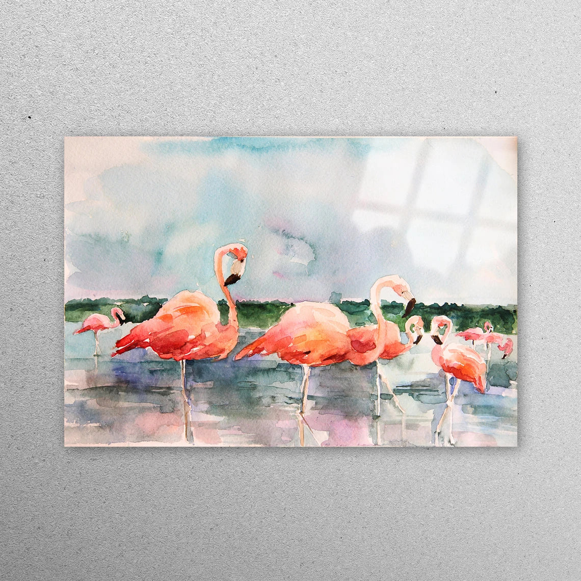 Flamingo Watercolor Wall Art Acrylic Glass Print Tempered Glass Wall Art 100% Made in Australia Ready to Hang