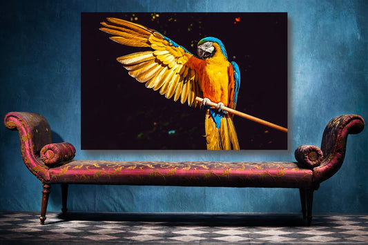 Yellow Parrot Wall Art UV Direct Aluminum Print Australian Made Quality