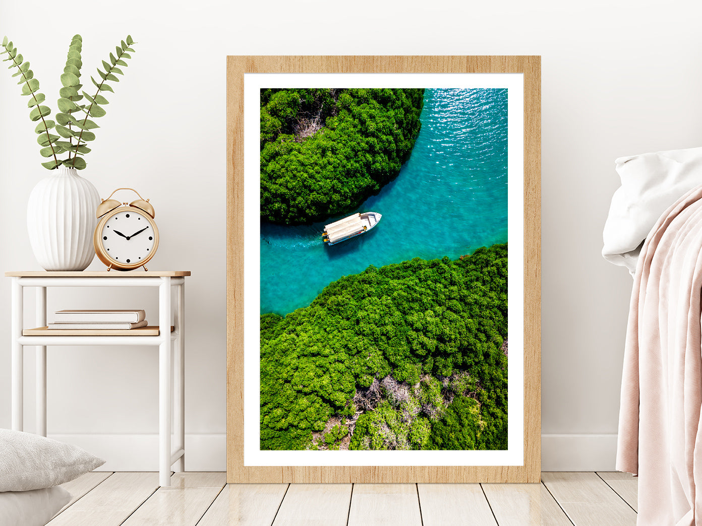 Mangrove Forest Farasan Island Glass Framed Wall Art, Ready to Hang Quality Print With White Border Oak