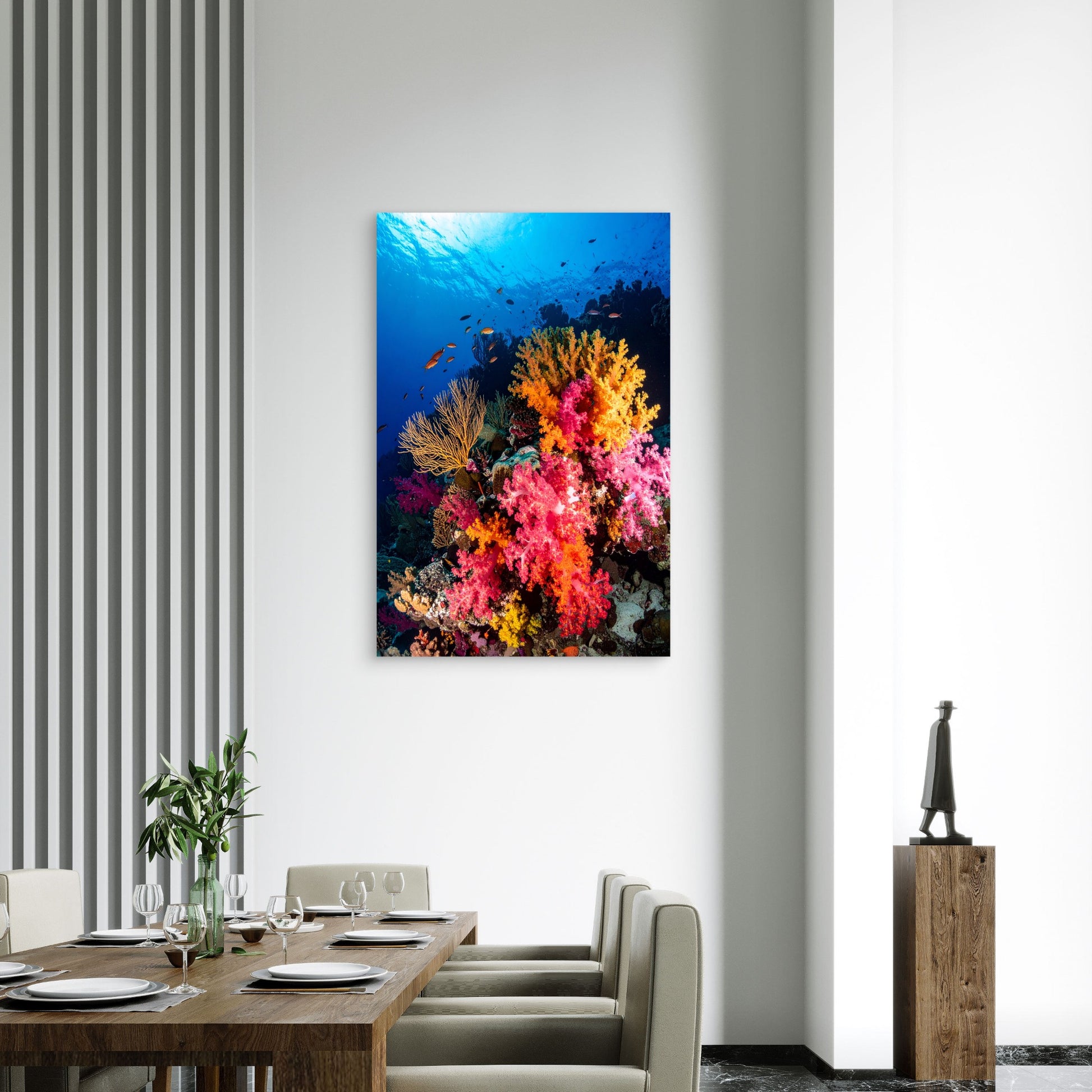 Tropical Ocean Coral Reef 60x90cm Metal Print Ready to Hang - Bella Home Decor