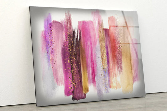 Pink Brown Gold Strokes UV Direct Aluminum Print Australian Made Quality