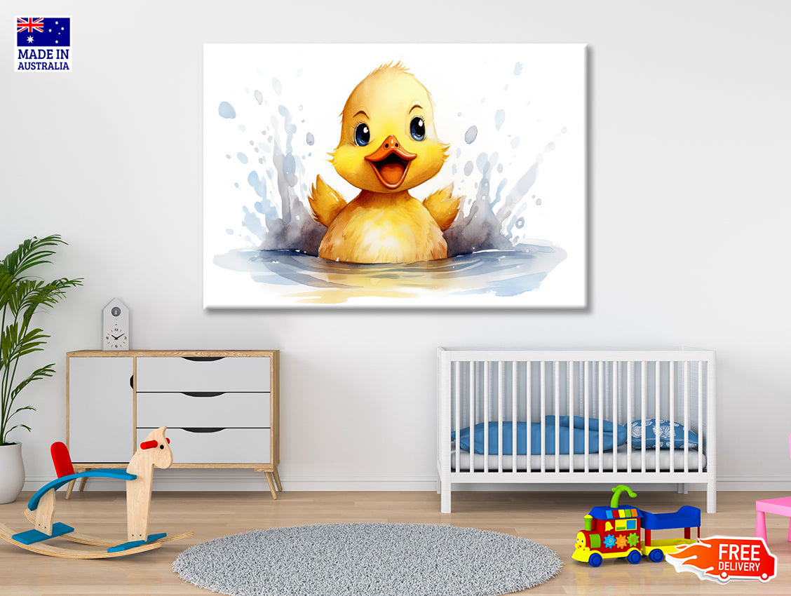 Baby Duckling Watercolor Style Print 100% Australian Made - Bella Home Decor