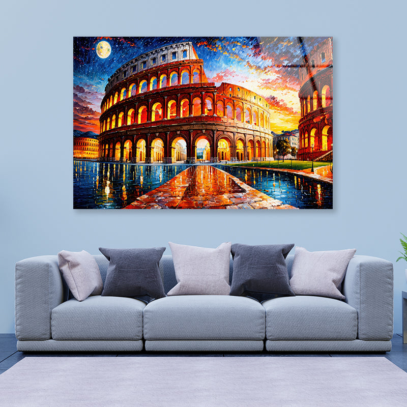 Oil Painting of Colosseum in Rome Acrylic Glass Print Tempered Glass Wall Art 100% Made in Australia Ready to Hang
