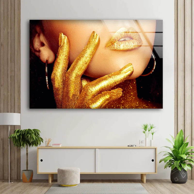 Girl with Gold Makeup UV Direct Aluminum Print Australian Made Quality