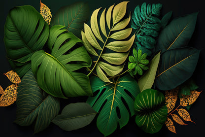 Lush Tropical Leaves in Vibrant Green Home Decor Premium Quality Poster Print Choose Your Sizes