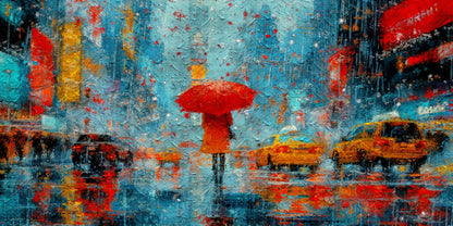 Venice Rainy Red Umbrella Wall Art Canvas Office Home Room Framed 120x60cm
