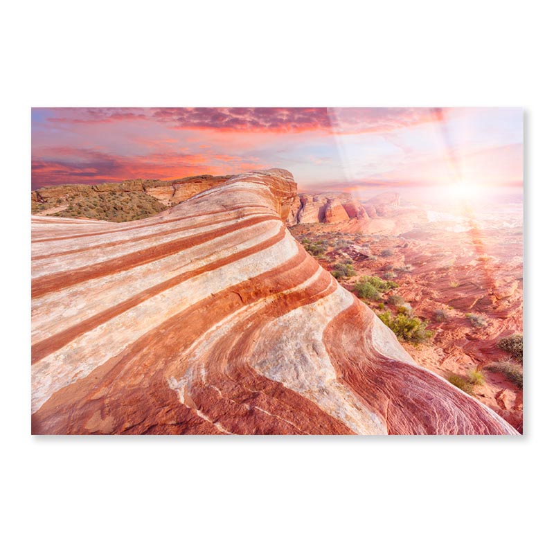 Amazing Colors and Shape of The Fire Wave Rock in Valley Of Fire State Park, Nevada, USA Acrylic Glass Print Tempered Glass Wall Art 100% Made in Australia Ready to Hang - Bella Home Decor