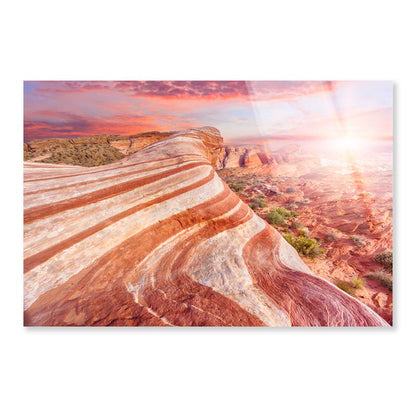 Amazing Colors and Shape of The Fire Wave Rock in Valley Of Fire State Park, Nevada, USA Acrylic Glass Print Tempered Glass Wall Art 100% Made in Australia Ready to Hang - Bella Home Decor