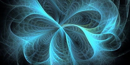 Blue Fractal Energy Wave Wall Art Canvas Office Home Room Framed 120x60cm - Bella Home Decor