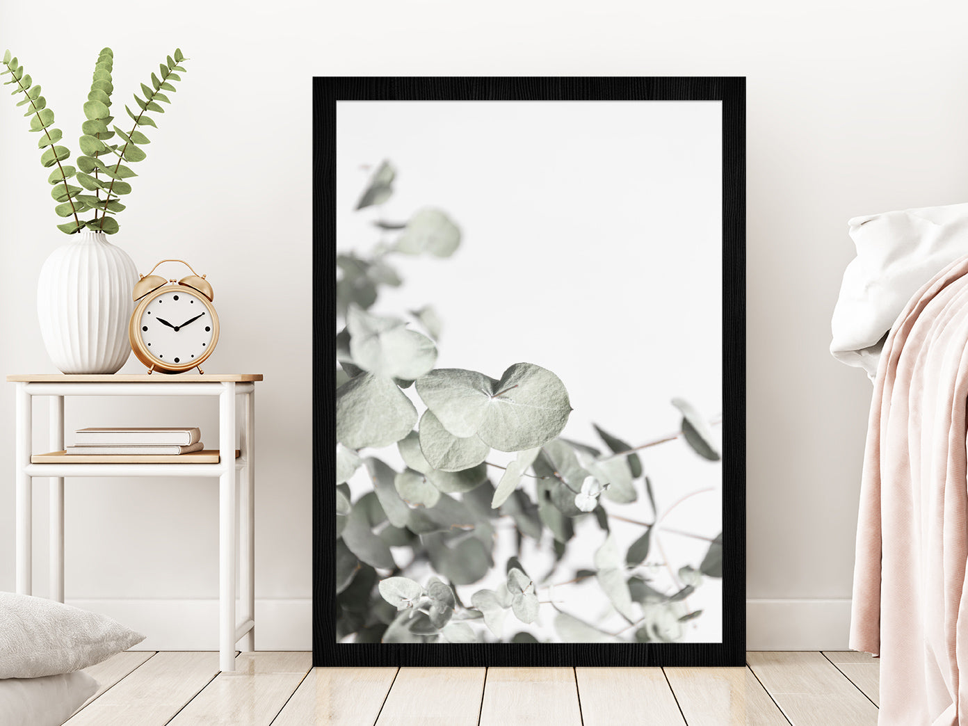 Tropical Leaves Faded Closeup Photograph Glass Framed Wall Art, Ready to Hang Quality Print Without White Border Black