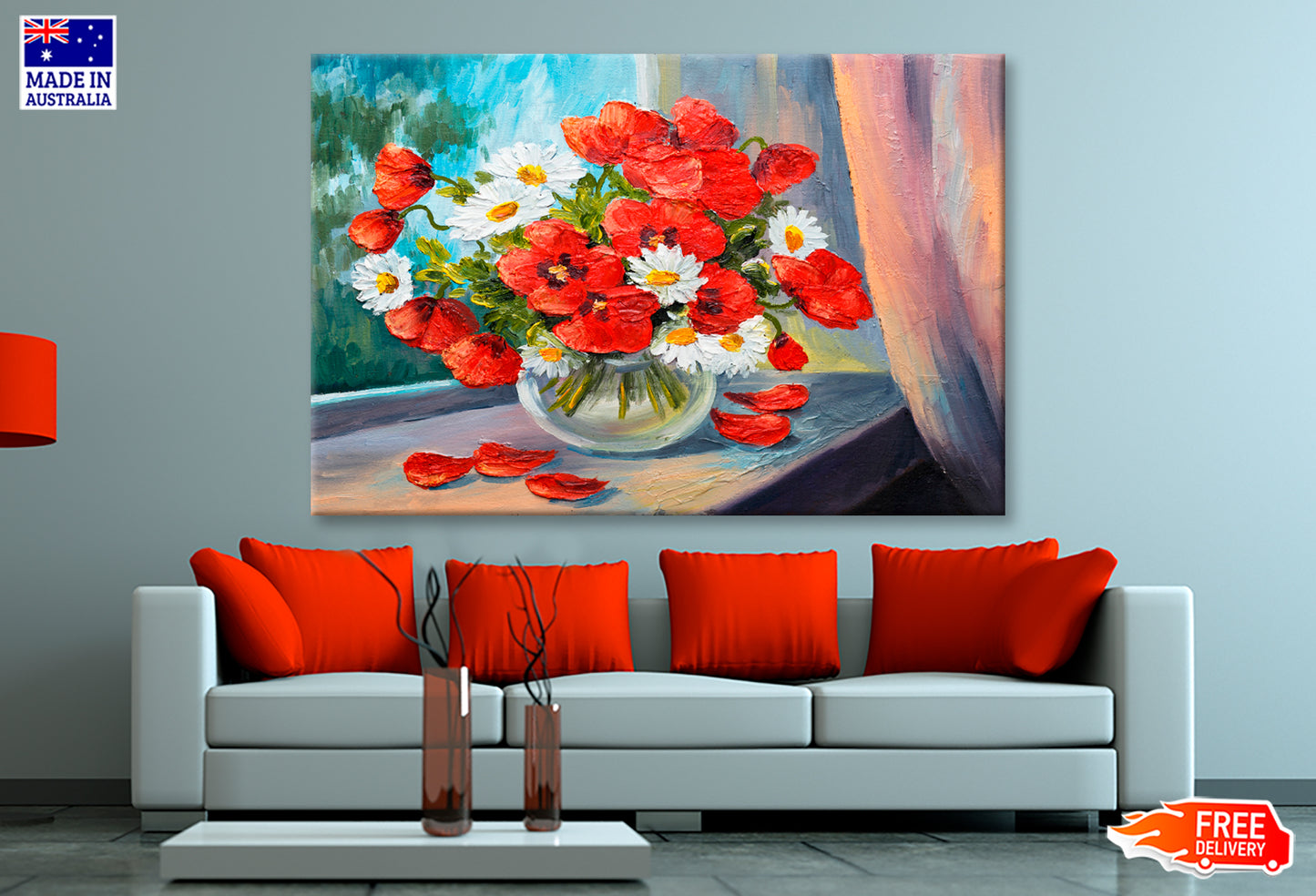 Bouquet of Poppies Oil Painting Wall Art Limited Edition High Quality Print