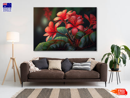 Red Tropical Flowers Print 100% Australian Made - Bella Home Decor