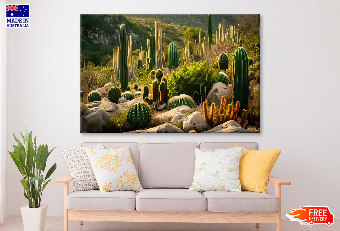 Captivating Landscape of Cacti in Mexico Wall Art Decor 100% Australian Made