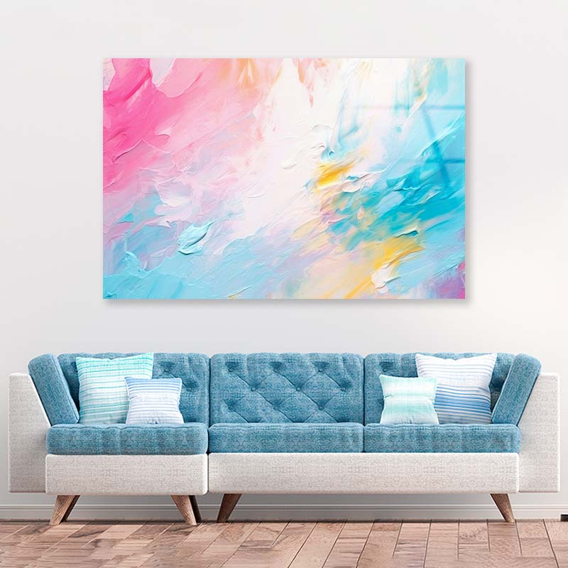 Multicolor Pastel Abstract Acrylic Glass Print Tempered Glass Wall Art 100% Made in Australia Ready to Hang