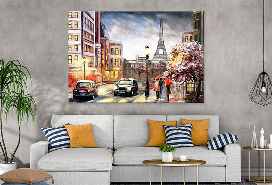 Oil Painting Street View of Paris Wall Art Decor 100% Australian Made - Bella Home Decor