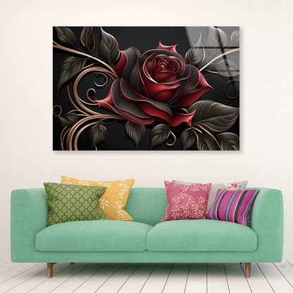 Roses Artistic Flower Design Acrylic Glass Print Tempered Glass Wall Art 100% Made in Australia Ready to Hang - Bella Home Decor