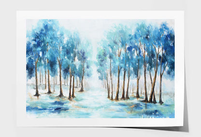 Blue Forest, Oil Paint Texture Wall Art Limited Edition High Quality Print