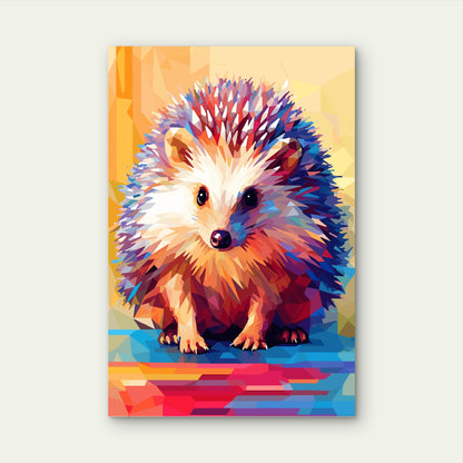 Cute Geometric Hedgehog Animal Portrait 40x60cm Metal Print Ready to Hang
