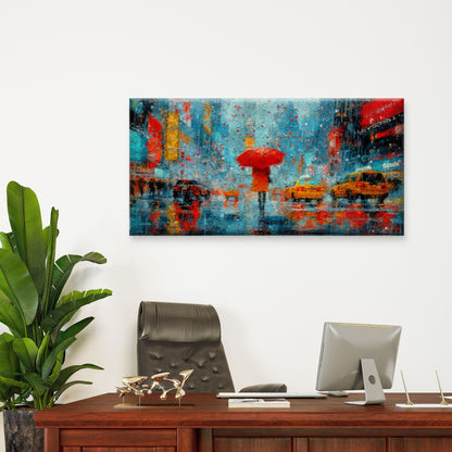 Venice Rainy Red Umbrella Wall Art Canvas Office Home Room Framed 120x60cm
