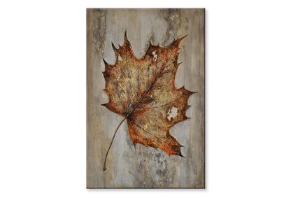 Maple Leave, Autumn Beige Oil Paint Wall Art Limited Edition High Quality Print