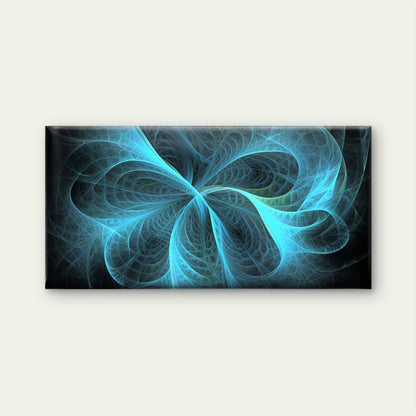 Blue Fractal Energy Wave Wall Art Canvas Office Home Room Framed 120x60cm - Bella Home Decor