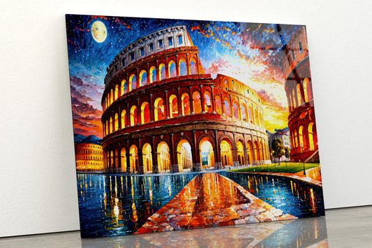 Oil Painting of Colosseum in Rome Acrylic Glass Print Tempered Glass Wall Art 100% Made in Australia Ready to Hang