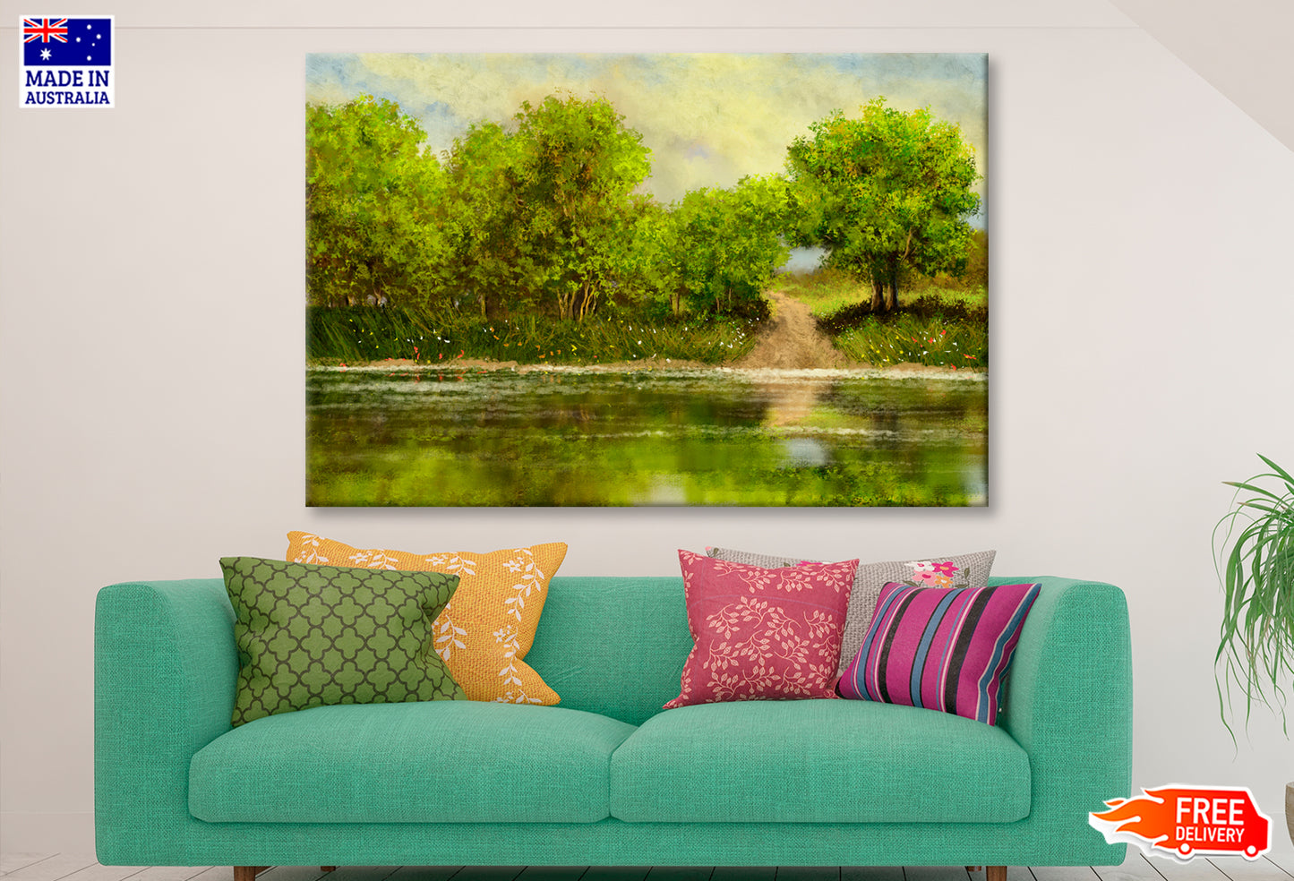 Lake In The Forest Oil Painting Wall Art Limited Edition High Quality Print