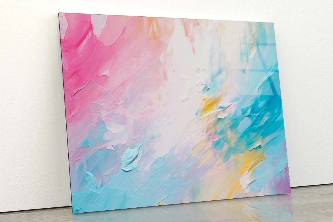 Multicolor Pastel Abstract Acrylic Glass Print Tempered Glass Wall Art 100% Made in Australia Ready to Hang