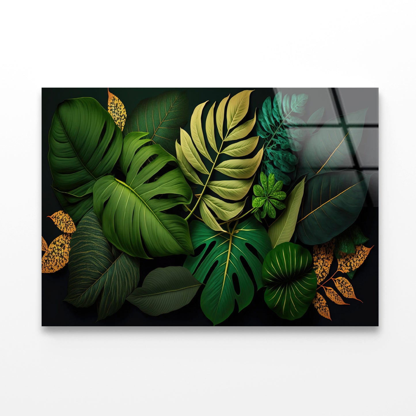 Lush Tropical Leaves in Vibrant Green Acrylic Glass Print Tempered Glass Wall Art 100% Made in Australia Ready to Hang - Bella Home Decor