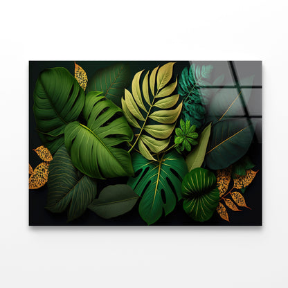 Lush Tropical Leaves in Vibrant Green Acrylic Glass Print Tempered Glass Wall Art 100% Made in Australia Ready to Hang - Bella Home Decor