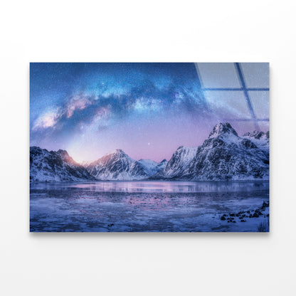 A Body of Water in the Foreground and Mountains Acrylic Glass Print Tempered Glass Wall Art 100% Made in Australia Ready to Hang