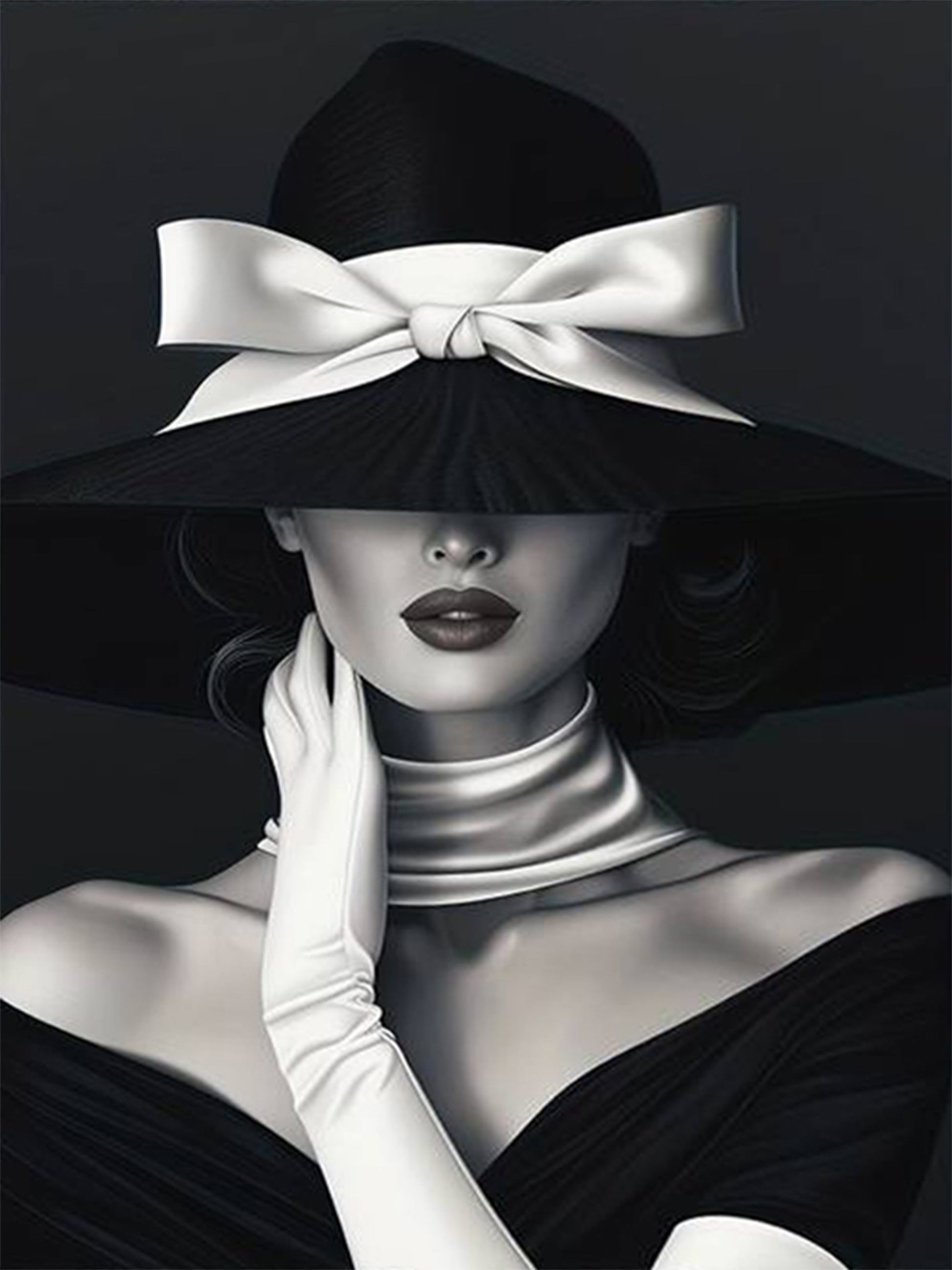 Woman in Black And White Adorned with Top Hat Fashion Home Decor Premium Quality Poster Print Choose Your Sizes - Bella Home Decor