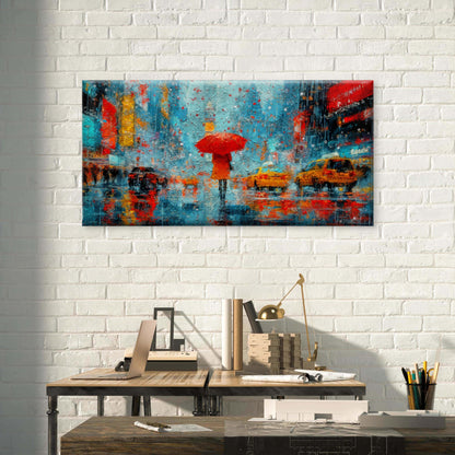 Venice Rainy Red Umbrella Wall Art Canvas Office Home Room Framed 120x60cm