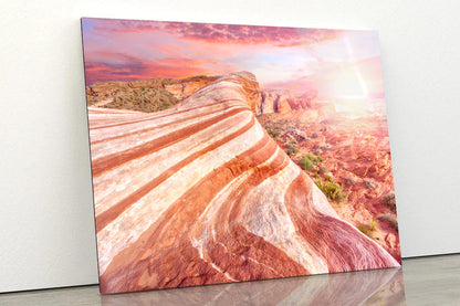 Amazing Colors and Shape of The Fire Wave Rock in Valley Of Fire State Park, Nevada, USA Acrylic Glass Print Tempered Glass Wall Art 100% Made in Australia Ready to Hang - Bella Home Decor