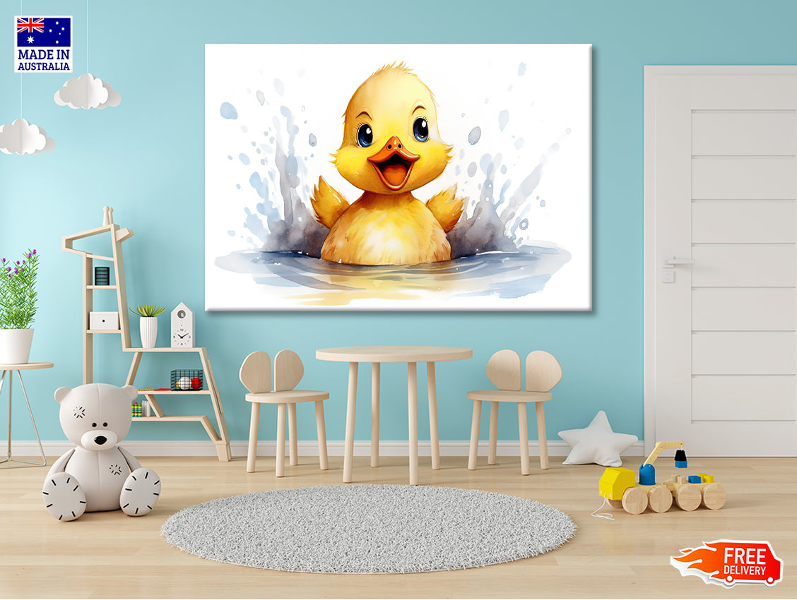 Baby Duckling Watercolor Style Print 100% Australian Made - Bella Home Decor