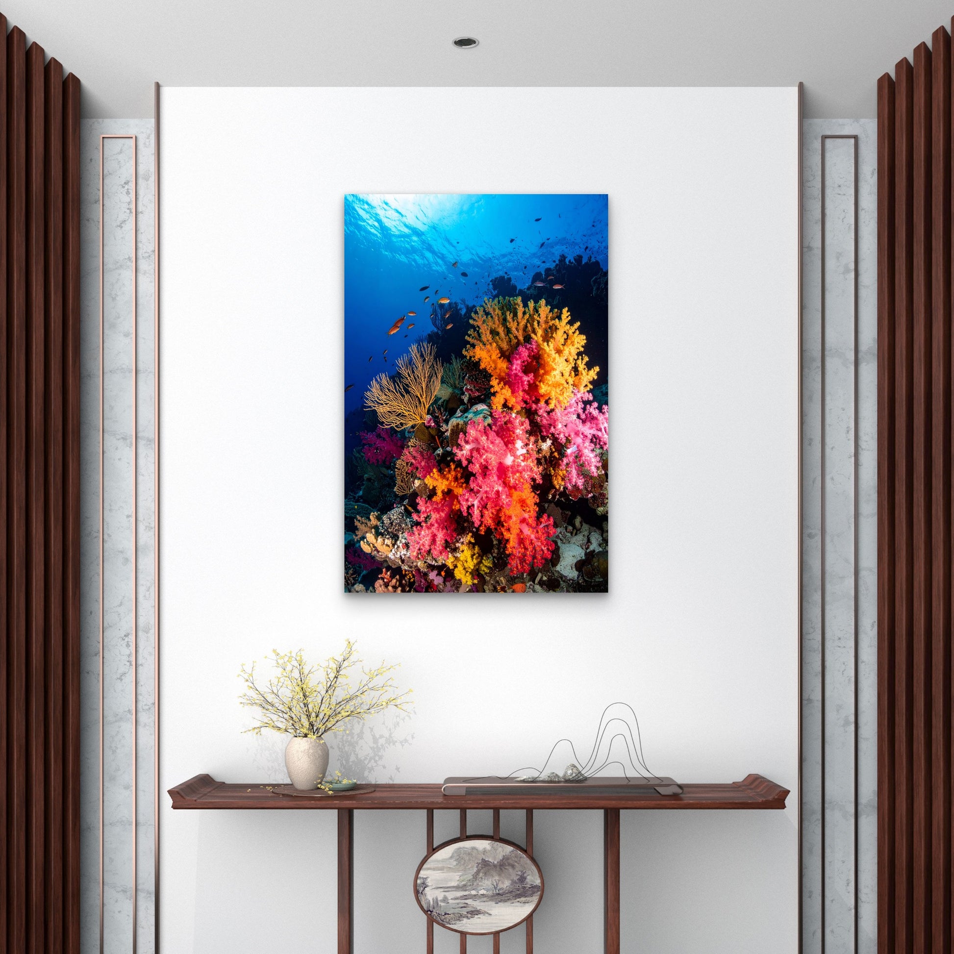 Tropical Ocean Coral Reef 60x90cm Metal Print Ready to Hang - Bella Home Decor