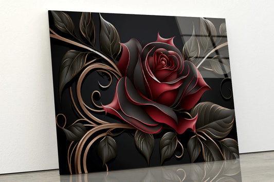 Roses Artistic Flower Design Acrylic Glass Print Tempered Glass Wall Art 100% Made in Australia Ready to Hang - Bella Home Decor