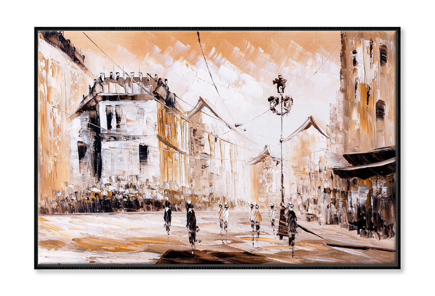 Street View Of Paris Oil Painting Limited Edition High Quality Print Canvas Box Framed Black