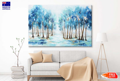 Blue Forest, Oil Paint Texture Wall Art Limited Edition High Quality Print