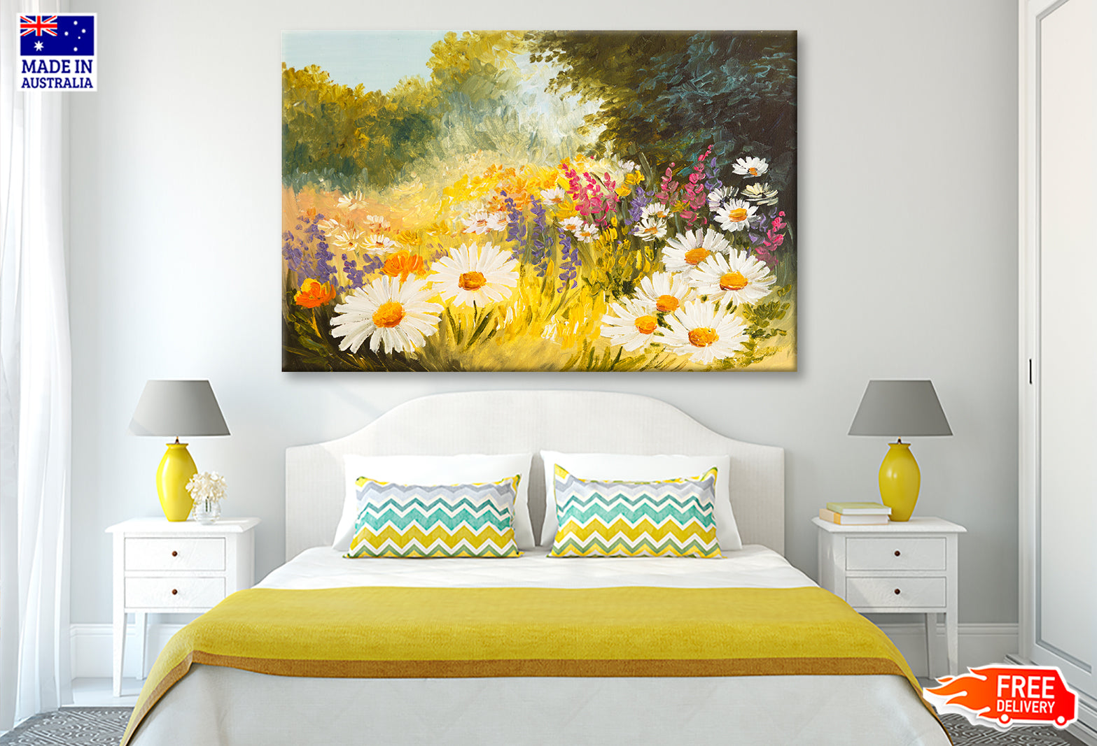 Field Of Daisies Green Forest Oil Painting Limited Edition High Quality Print