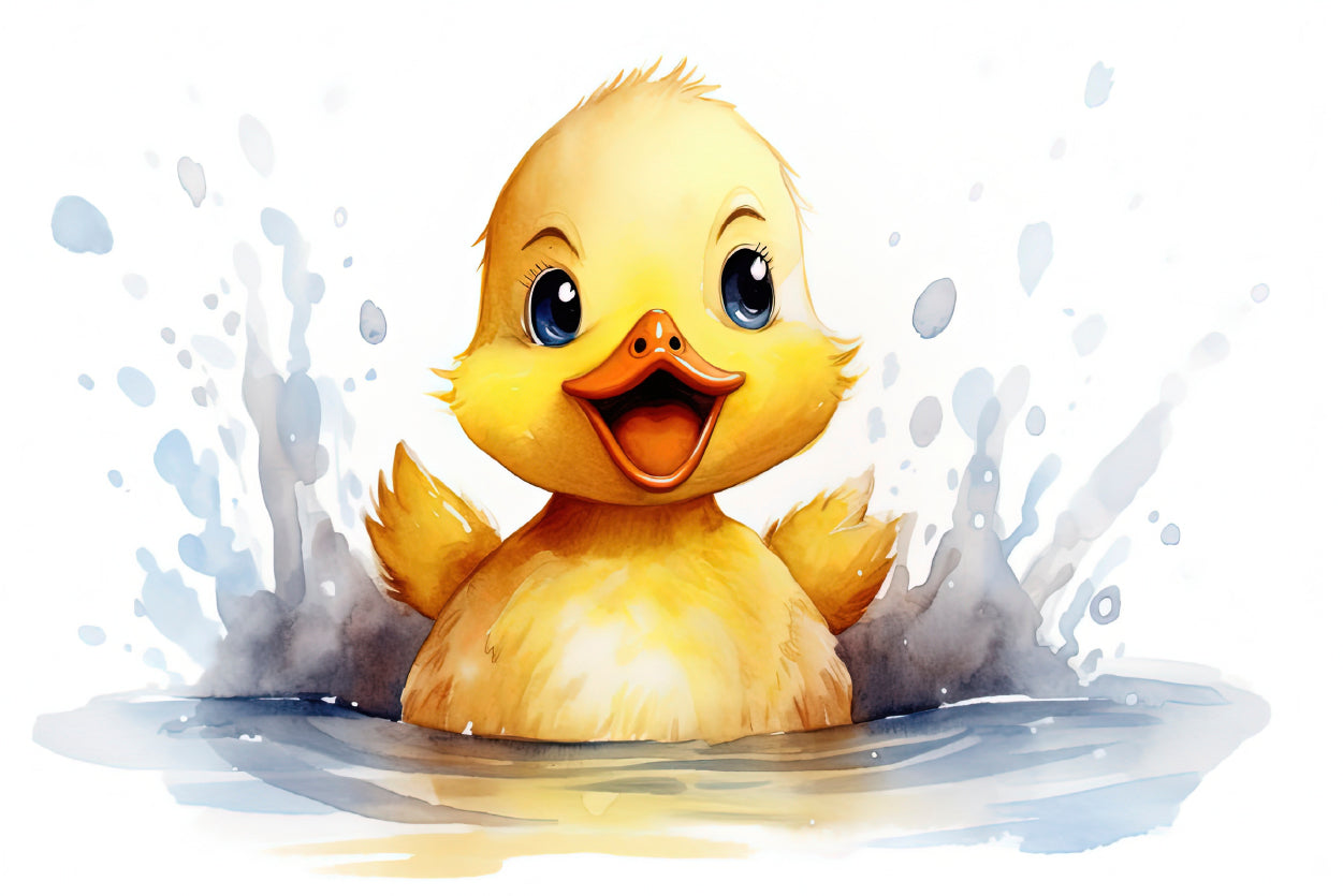Baby Duckling Watercolor Style Print 100% Australian Made - Bella Home Decor