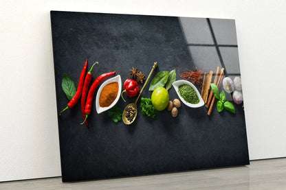 Spices On Black Table UV Direct Aluminum Print Australian Made Quality