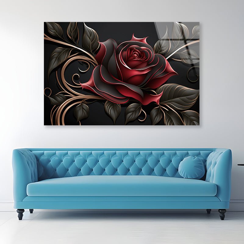 Roses Artistic Flower Design Acrylic Glass Print Tempered Glass Wall Art 100% Made in Australia Ready to Hang - Bella Home Decor