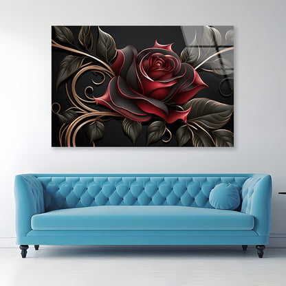 Roses Artistic Flower Design Acrylic Glass Print Tempered Glass Wall Art 100% Made in Australia Ready to Hang - Bella Home Decor