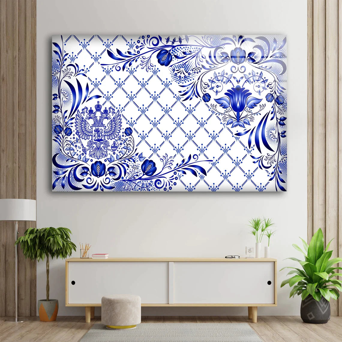 Blue Pattern Design UV Direct Aluminum Print Australian Made Quality